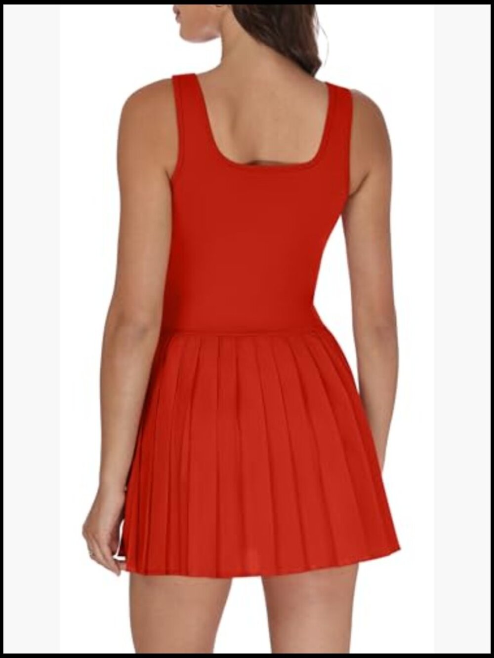 A-Line Tennis Dress with Built-in Shorts Pockets Sleeveless Pleated High Waist - Picture 5 of 5